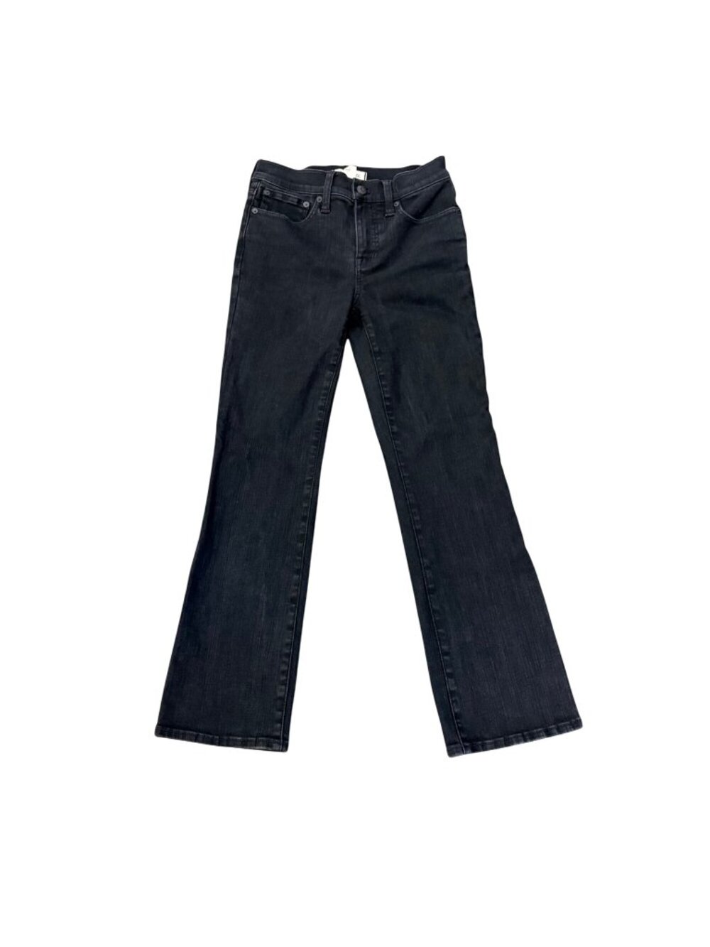 Madewell Mid-Rise Kick Out Jeans Black Flared Stretch Womens SZ 25 X26.5IN
